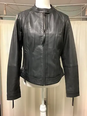 Buy Bod & Christensen Valeria Stand Up Collar Zip Pockets Leather Jacket M • 144.11£