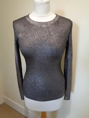 Buy Karen Millen Silver And Black Ribbed Jumper - Size Small • 35£