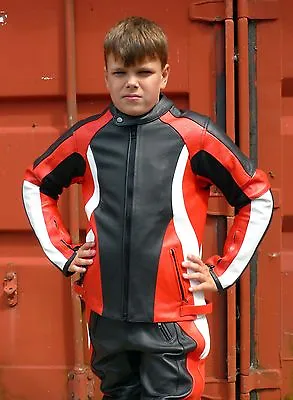Buy Baby Biker Kids Demon Sport Leather Childs Motorcycle Motorbike Jacket Red T • 99.99£