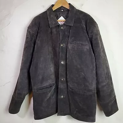 Buy Urban Spirit Mens Large Vintage Leather Jacket Brown Button Biker Moto • 24.69£