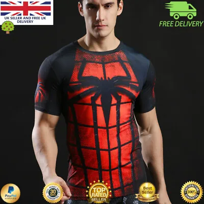 Buy Mens Compression Top Workout Cross Fit MMA Cycling Running Gym Active Spider BJJ • 6.99£