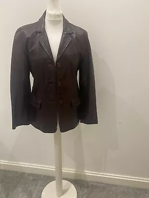 Buy Real Leather Single Breasted Blazer-jacket Burgundy Size M • 54£