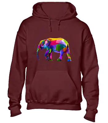 Buy Geometric Elephant Hoody Hoodie Cool Animal Lover Nature Design Top Gift • 16.99£