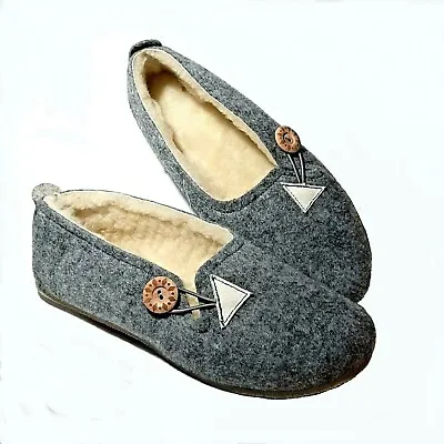Buy 🌷 Ladies Womens Real Wool Felt Woolen Slippers Handmade Grey Warm  Ballerina UK • 15.49£