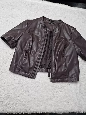 Buy Ladies Women’s Sisley Faux Leather Black Bomber Style Jacket Uk 8 • 27.50£
