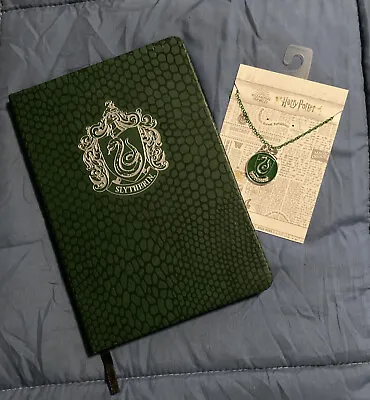 Buy Harry Potter House Slytherin Deluxe Journal & Necklace Jewelry Green Silver Tone • 25.93£