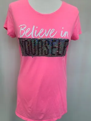 Buy T-Shirt Justice Size 10/12 Pink Sequins Short Sleeves Cotton Blend Womens  • 9.67£