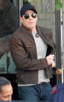 Buy Captain America Civil War Steve Rogers Brown Distressed Cowhide Leather Jacket • 71.78£