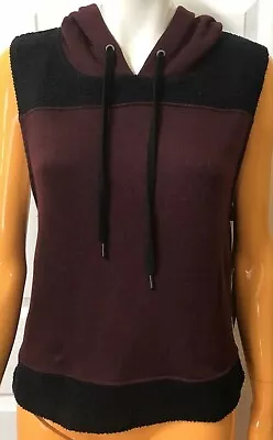 Buy Jessica Simpson Women's The Warm Up Hoodie Vest Activewear Small Cherry Noir   • 9.92£