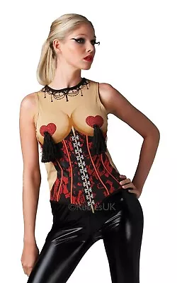 Buy Ladies Burlesque Corset T-Shirt Top Small Size 8-10 • 7.99£