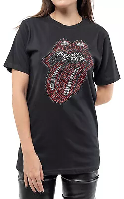 Buy The Rolling Stones Classic Tongue Diamante Tee • 17.95£