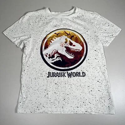 Buy Jurassic World Boys Print White T Shirt Age 13-14 Grey Speckled Short Sleeve • 9.66£
