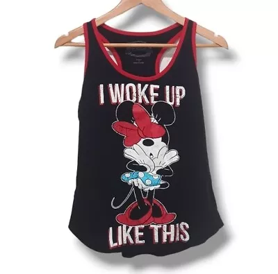 Buy Disney Sz MD I Woke Up Like This Minnie Mouse Black Red PJ Tank Top Sleep Shirt • 13.41£