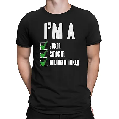 Buy Mens Weed T-Shirt Organic - Joker Smoker Midnight Toker - Marijuana Cannabis Tee • 10.95£