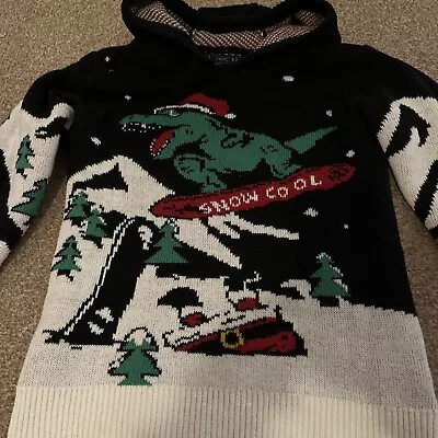 Buy NEXT Boys Dinosaur Christmas Jumper Hooded Age 4 Years • 5.99£