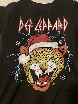 Buy New DEF LEPPARD CHRISTMAS SWEATER Sz L Band Music Holiday Leopard • 18.90£