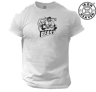 Buy Unleash The Beast T Shirt Gym Clothing Bodybuilding Training Exercise Boxing Top • 9.89£