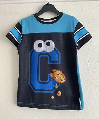 Buy Sesame Street “Cookie Monster” Short Sleeved T Shirt, Blue/mix, Aged 5/6 Years • 5.95£