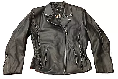 Buy Wild Wear Black Leather Women's 3XL Removable Liner Zip Pocket Motorcycle Jacket • 66.14£