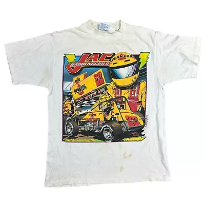 Buy Vintage World Of Outlaws Single Stitch T-Shirt Tour Nascar 1997 White Mens Large • 39.99£