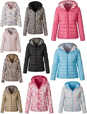 Buy Women Gielts Hodded Puffer Padded Quilted Jacket Ladies Body Warm Zipper Jacket • 23.49£