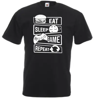 Buy Eat Sleep Game Repeat T-shirt Top Kids Men Ladies Gift Gaming Free P&p Black • 8.95£