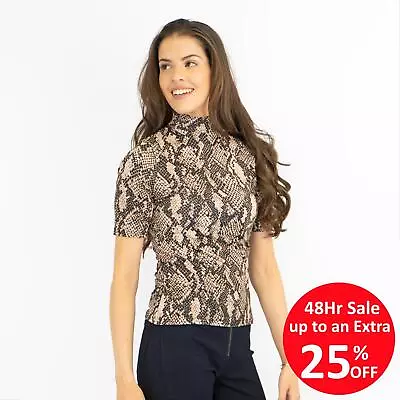 Buy Karen Millen Womens Top T-Shirt Snake Print Short Sleeve Summer Holiday Workwear • 11.96£