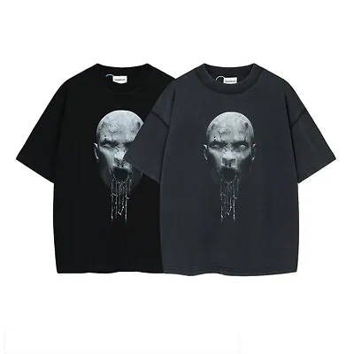 Buy ADF Arnodefrance Punk Horn Head Retro Short Sleeve Loose Men Women T-shirt • 33.46£