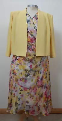 Buy Dress And Jacket Set Wedding Floral 18 Damsel Yellow • 14.99£