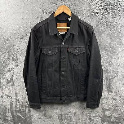 Buy Levi's Mens Denim Jacket Black Medium Premium Type 3 Trucker Big E Buttoned • 44.99£