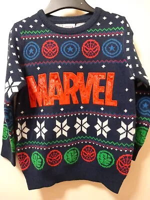 Buy Marvel Boys Christmas Jumper Size 3-4 Years Multicolor New! • 16£