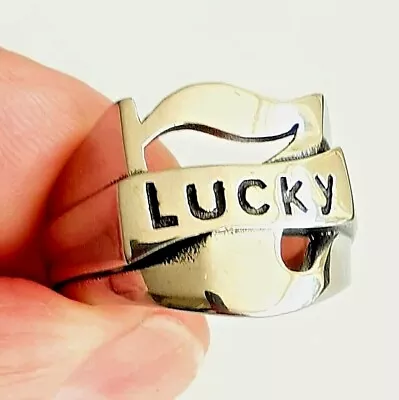 Buy Men's Ladies Lucky 7 Ring - Stainless Steel Tattoo Casino Rockabilly Jewellery • 10.79£