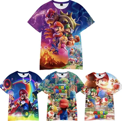 Buy Summer Kids Boys Girls Clothes Super Mario Bros  T-shirt Tops 3D NEW • 10.59£