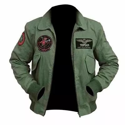 Buy Top Gun Maverick Tom Cruise Flight Bomber Jacket Jet Pilot Cotton Jacket • 52.99£