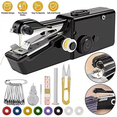 Buy Mini Handheld Cordless Sewing Machine Hand Held Thread Stitch Clothes Portable~ • 10.89£