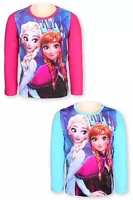 Buy Girls Disney Frozen Long Sleeve T-shirt Light Pink & Blue • 7.99£