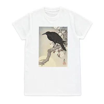 Buy Japanese Ukiyo-e T Shirt Woodblock Art Crow Raven Moon Womens Men Printed Tee • 14.99£