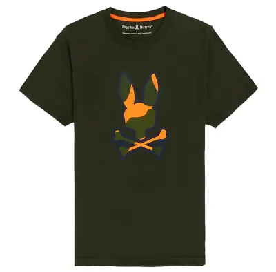 Buy Psycho Bunny Mens T-Shirt Plano Camo Crew Neck Pima Cotton Tee In Dark Green • 59.99£