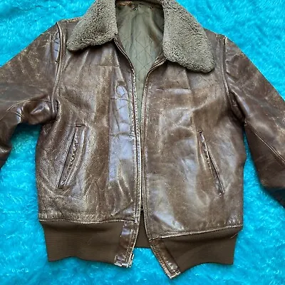 Buy A-1 Brown USA Bomber Leather Jacket Mens M Talon Zip Early 1950s Ptp 20” Vintage • 200£