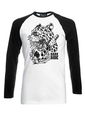 Buy Leopard Black White Long Sleeve Darkside Raglan T Shirt • 19.99£