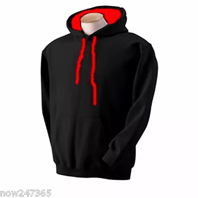 Buy Men's Premium Contrast Colour Fleece Hoodie Sweatshirt  Size XS To 4XL • 18.95£