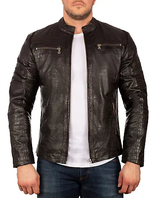 Buy Reichstadt Men's Genuine Leather Jacket Slim Fit Zipper Cuffs Stand Collar Dope • 233.91£