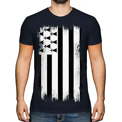 Buy Brittany Grunge Flag Mens T-shirt Tee Top Football Gift Shirt Clothing Jersey • 11.95£