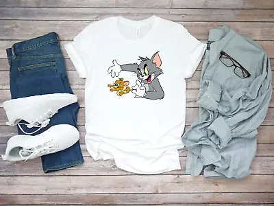 Buy Tom And Jerry Character Funny Short Sleeve White Men's T Shirt K170 • 9.92£