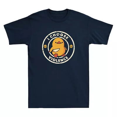 Buy I Choose Violence Funny Duck With Knife Meme Humor Quote Vintage Men's T-Shirt • 17.99£
