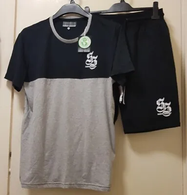 Buy Saint+Sinner Mens 2 Piece Short &T-Shirt Black/Grey Size M Brand New! • 27£