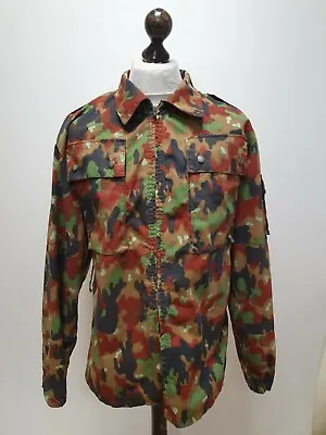 Buy Ee459 Mens Green Brown Black Camouflage Collared Zip Front Cotton Jacket Uk L • 12.50£