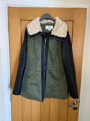 Buy Ladies Jacket Size 14 Khaki Green With Black Sleeves. Excellent Condition • 4.50£