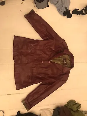 Buy Burgundy Leather Jacket Size 18 • 75£
