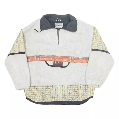Buy Vintage SUN SET 1/4 Zip Up Pullover Mens Fleece Jacket Grey 90s M • 24.99£
